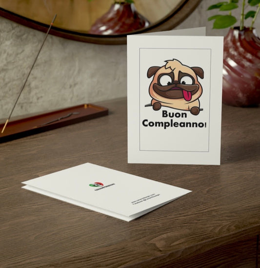 Funny Pug Birthday Card,Buon Compleanno,Italy Card,Dog Card