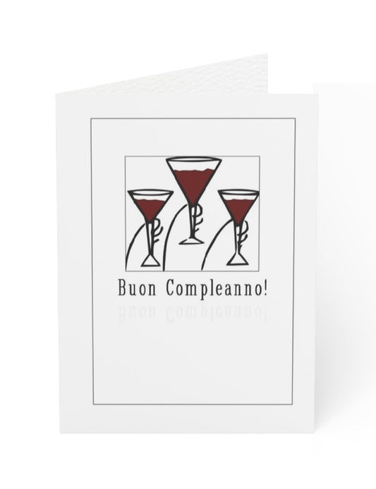 Italian Birthday Card, Buon Compleanno, Wine Glass Card, Italy Card