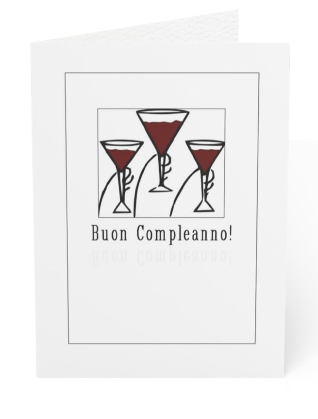 Italian Birthday Card, Buon Compleanno, Wine Glass Card, Italy Card