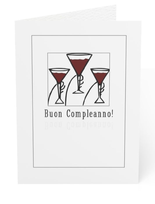 Italian Birthday Card, Buon Compleanno, Wine Glass Card, Italy Card