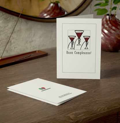 Italian Birthday Card, Buon Compleanno, Wine Glass Card, Italy Card