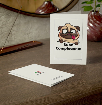 Funny Pug Birthday Card,Buon Compleanno,Italy Card,Dog Card