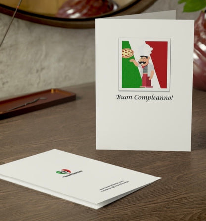 Italian Birthday Card, Buon Compleanno, Pizza Chef Card, Italy Card
