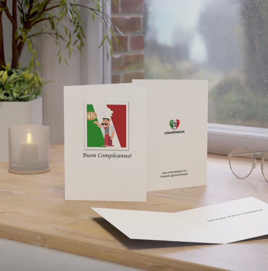 Italian Birthday Card, Buon Compleanno, Pizza Chef Card, Italy Card